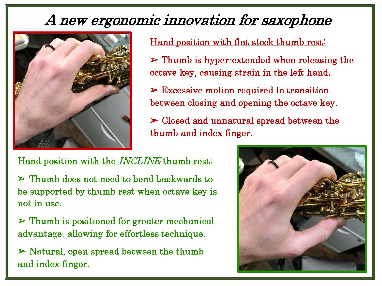 Incline Thumb Rest Ad by Peak Performance Woodwinds